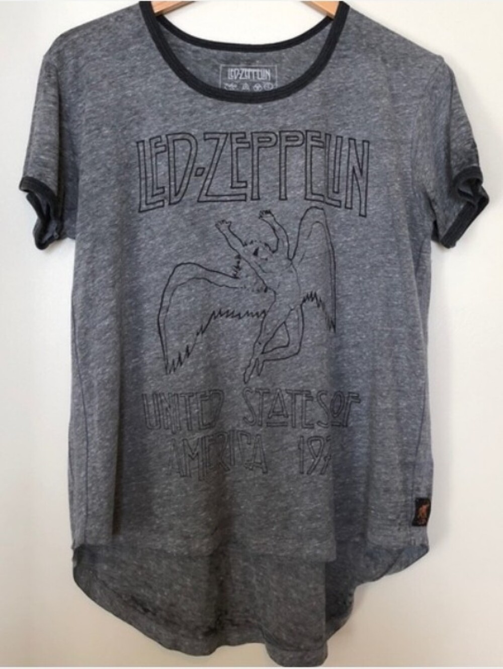 Free People Led Zeppelin Limited Edition Collab Ringer Gray Tee Trunk XS
